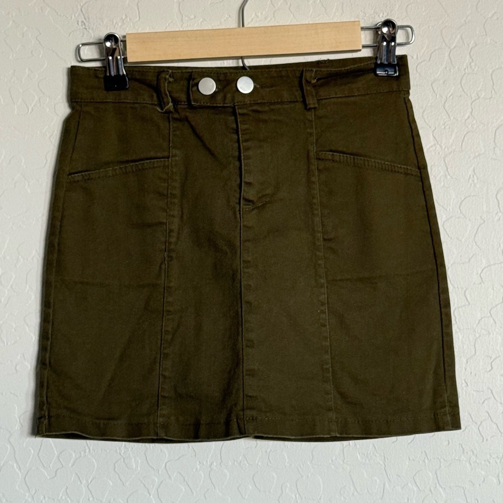 5/$25 - Olive Green Mini Skirt - 2